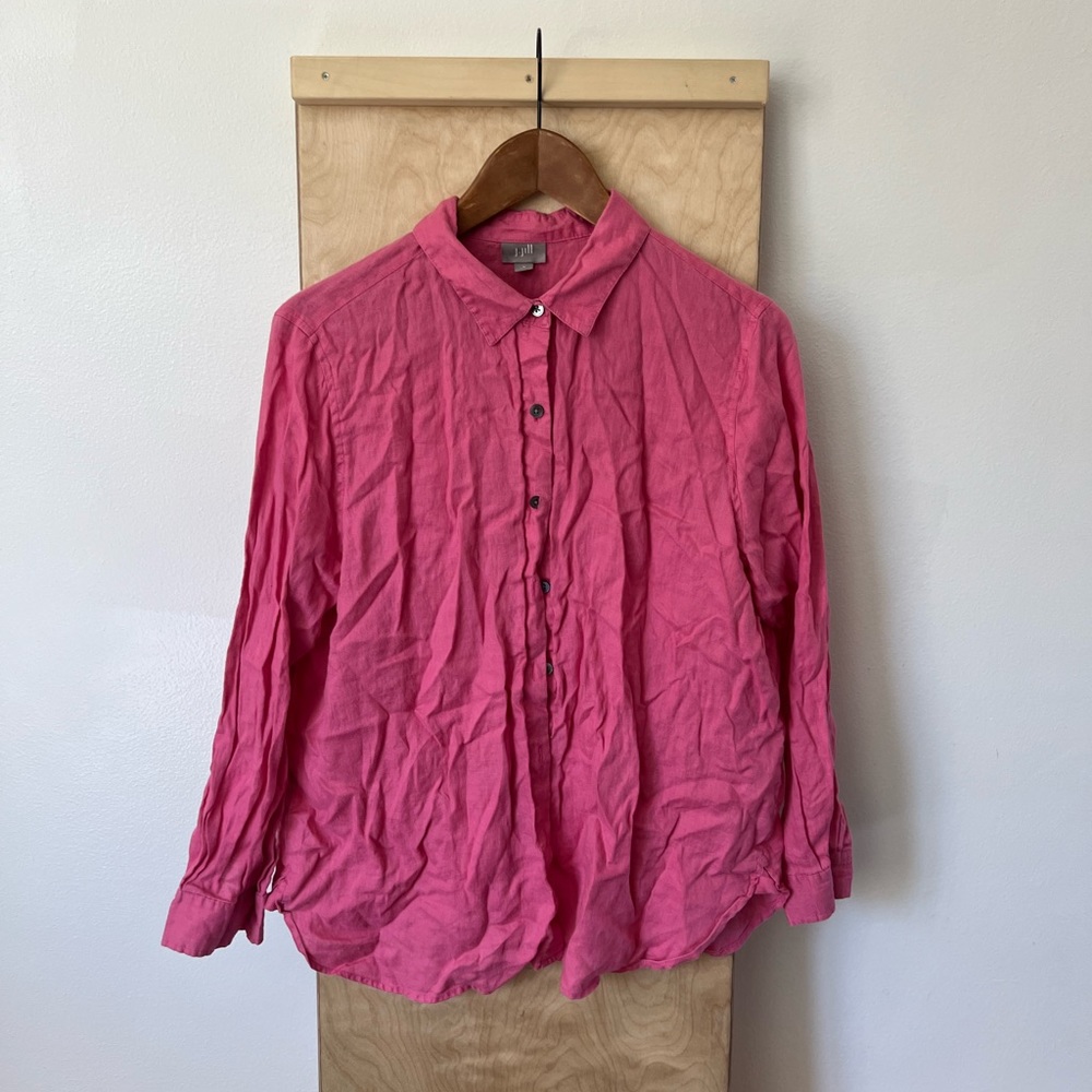 J Jill linen shirt pink petite medium